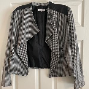 Calvin Klein S open front leather detail blazer